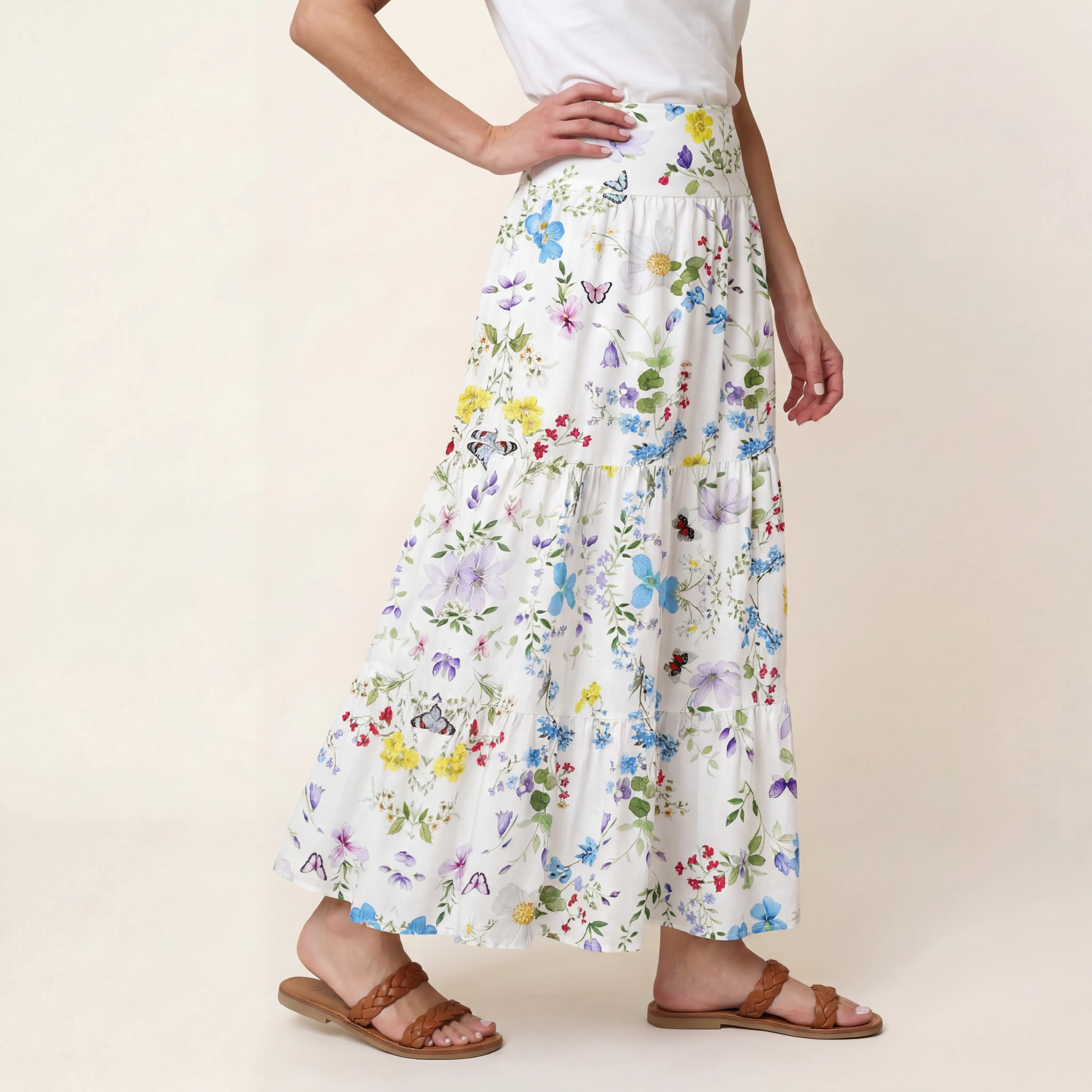 Butterfly Trail Print Maxi Skirt