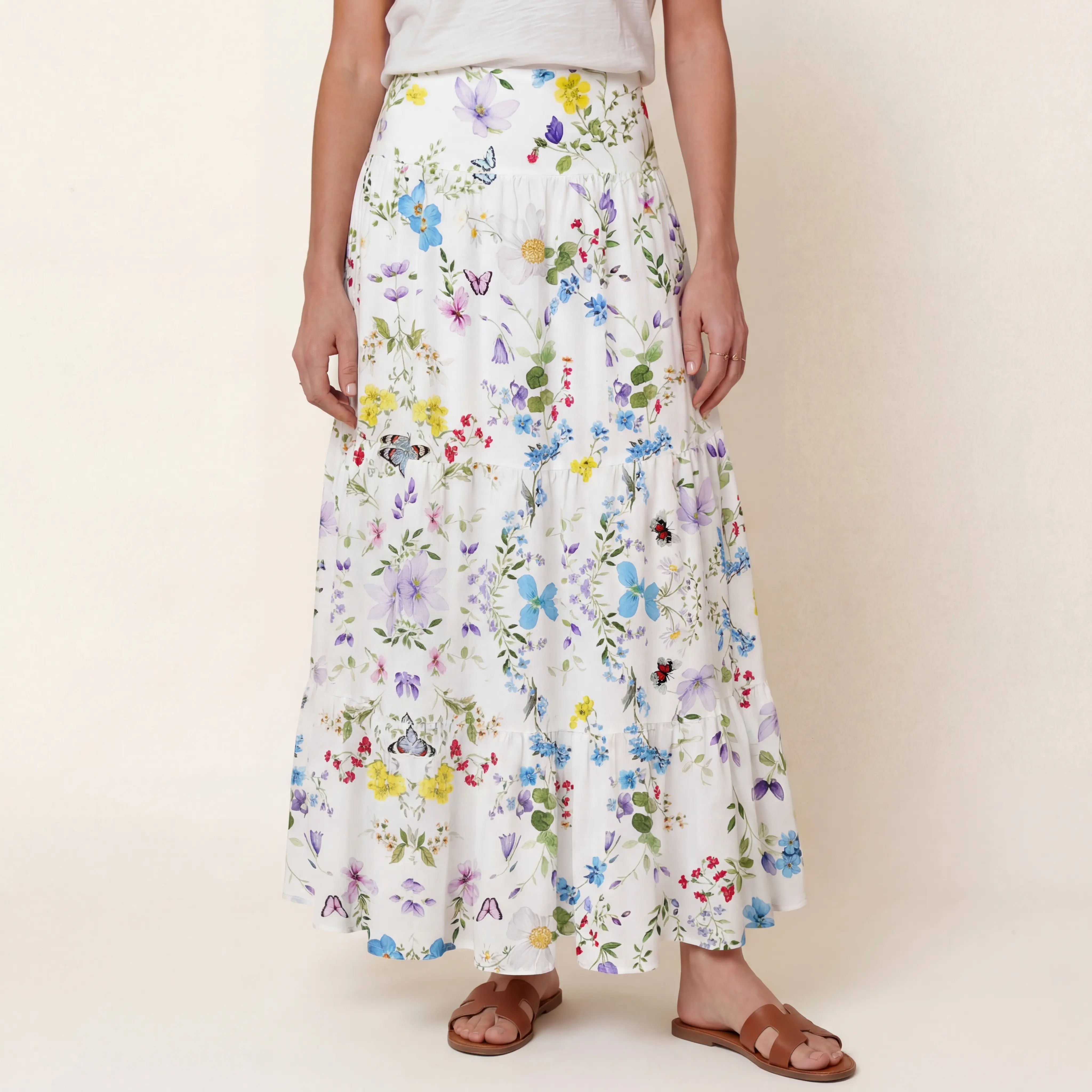 Butterfly Trail Print Maxi Skirt