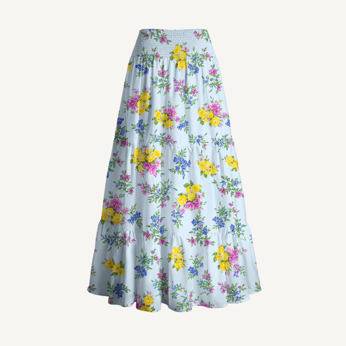 Blue Meadow Print Maxi Skirt