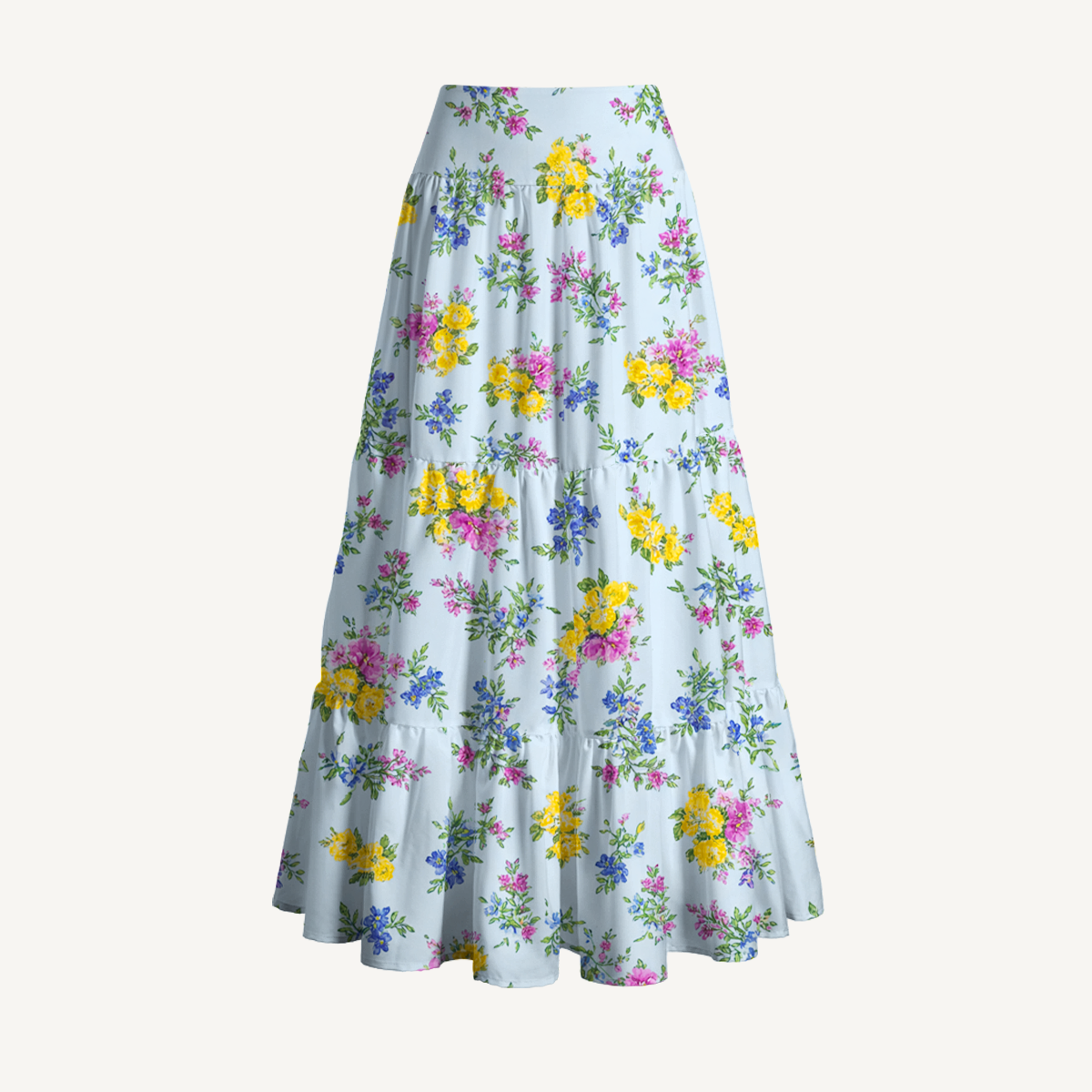 Blue Meadow Print Maxi Skirt