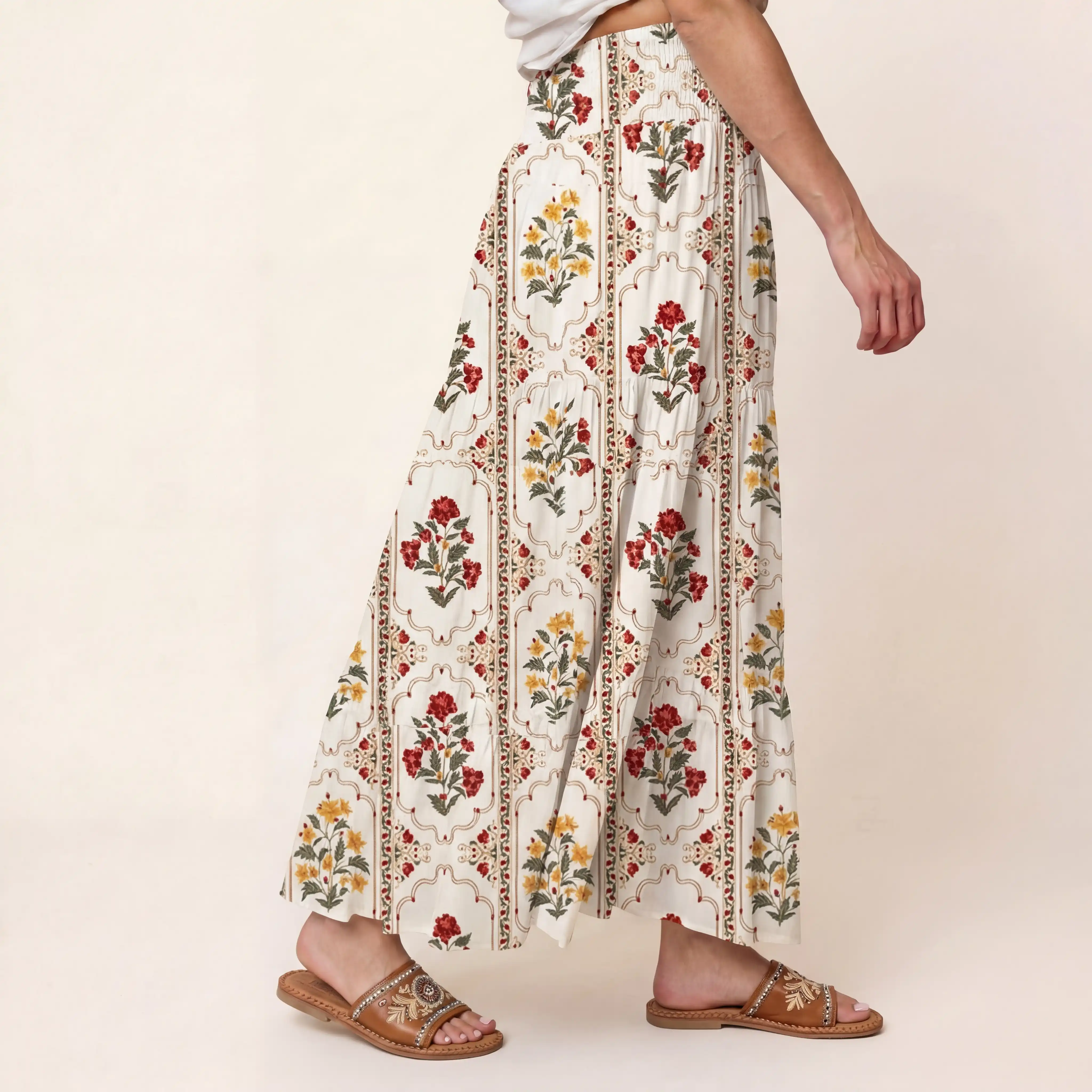 Velvet Carnation Print Maxi Skirt