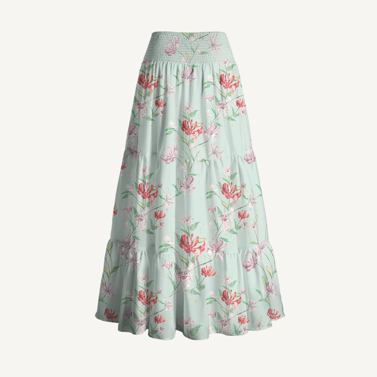 Mint Honeysuckle Print Maxi Skirt