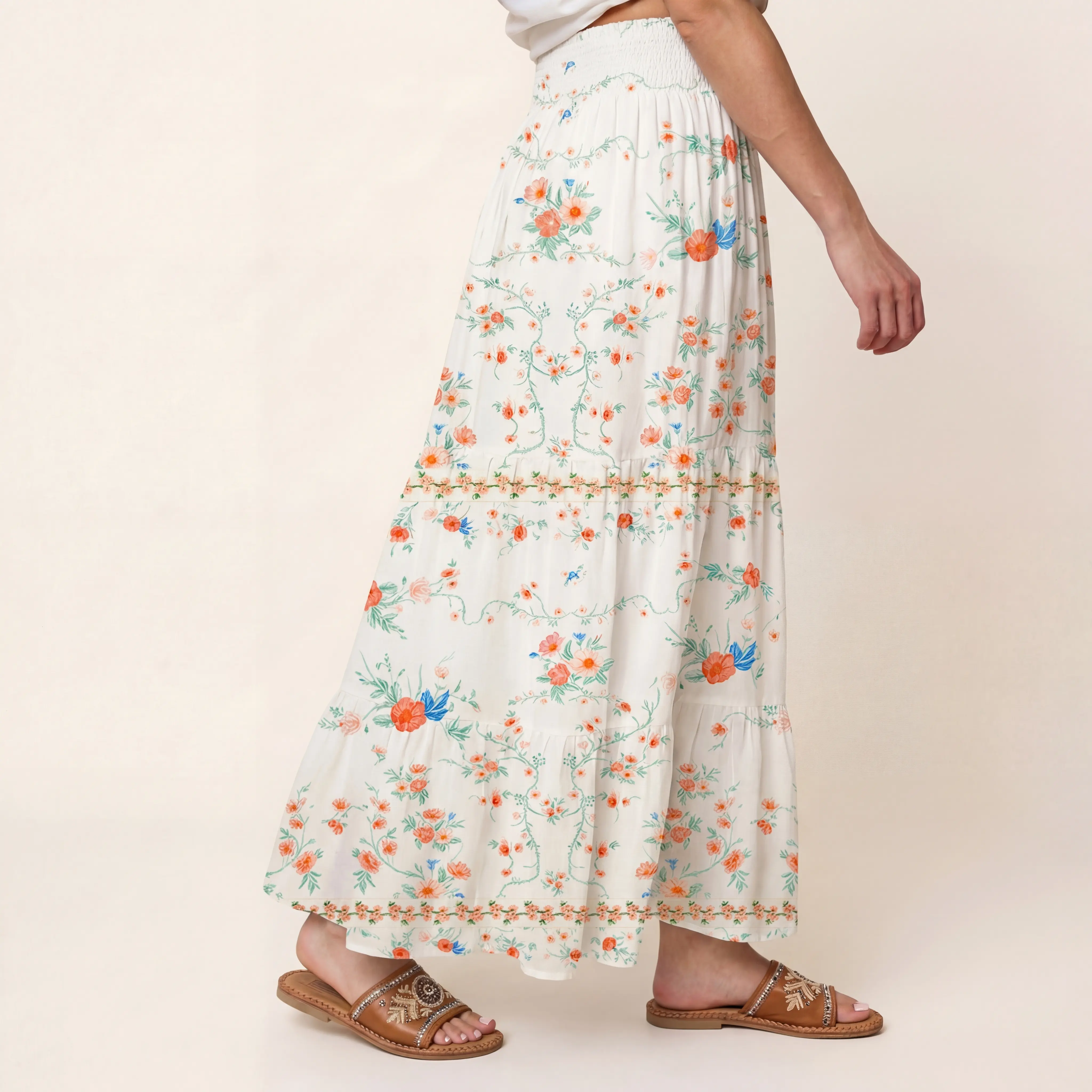 Wild Bloom Print Maxi Skirt
