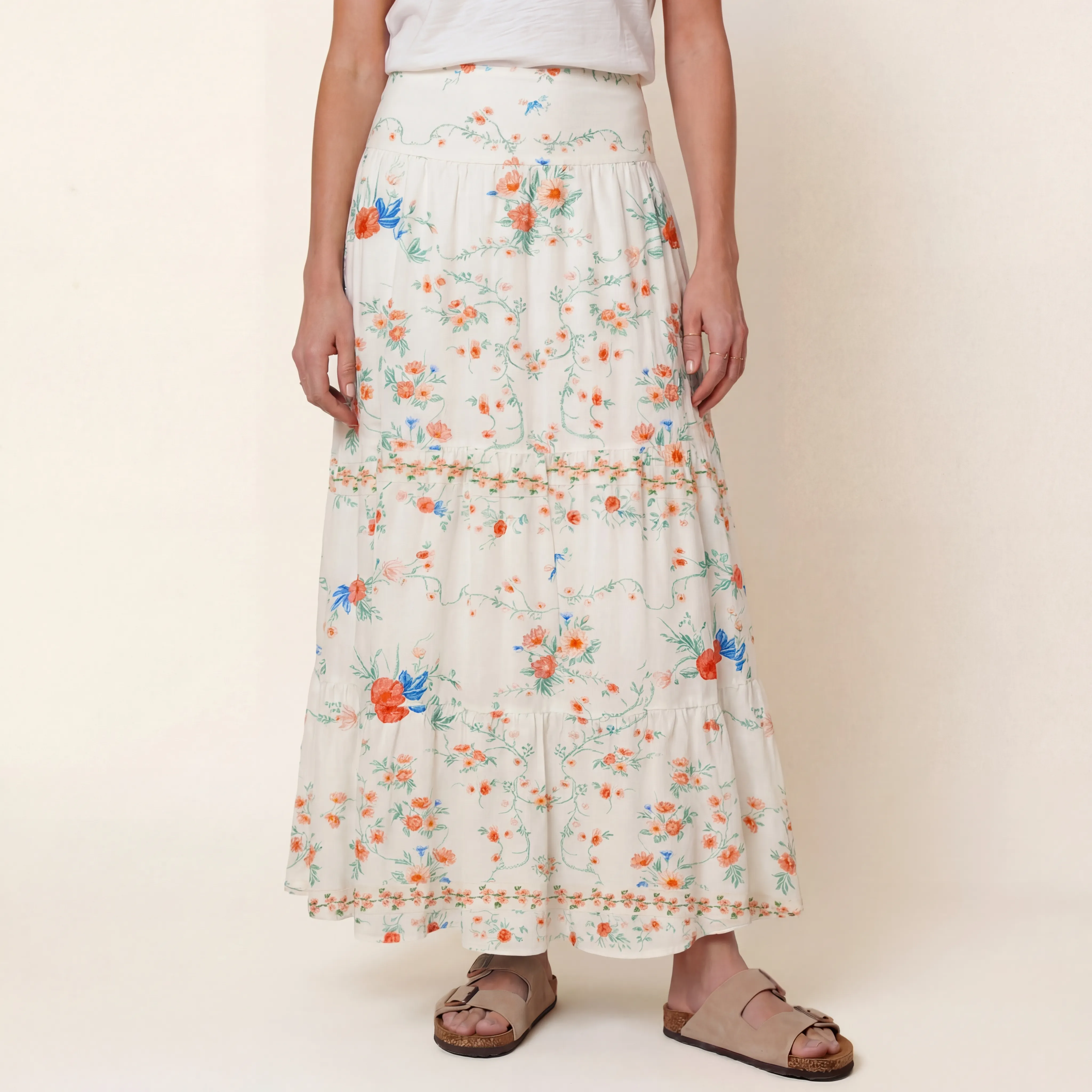 Wild Bloom Print Maxi Skirt