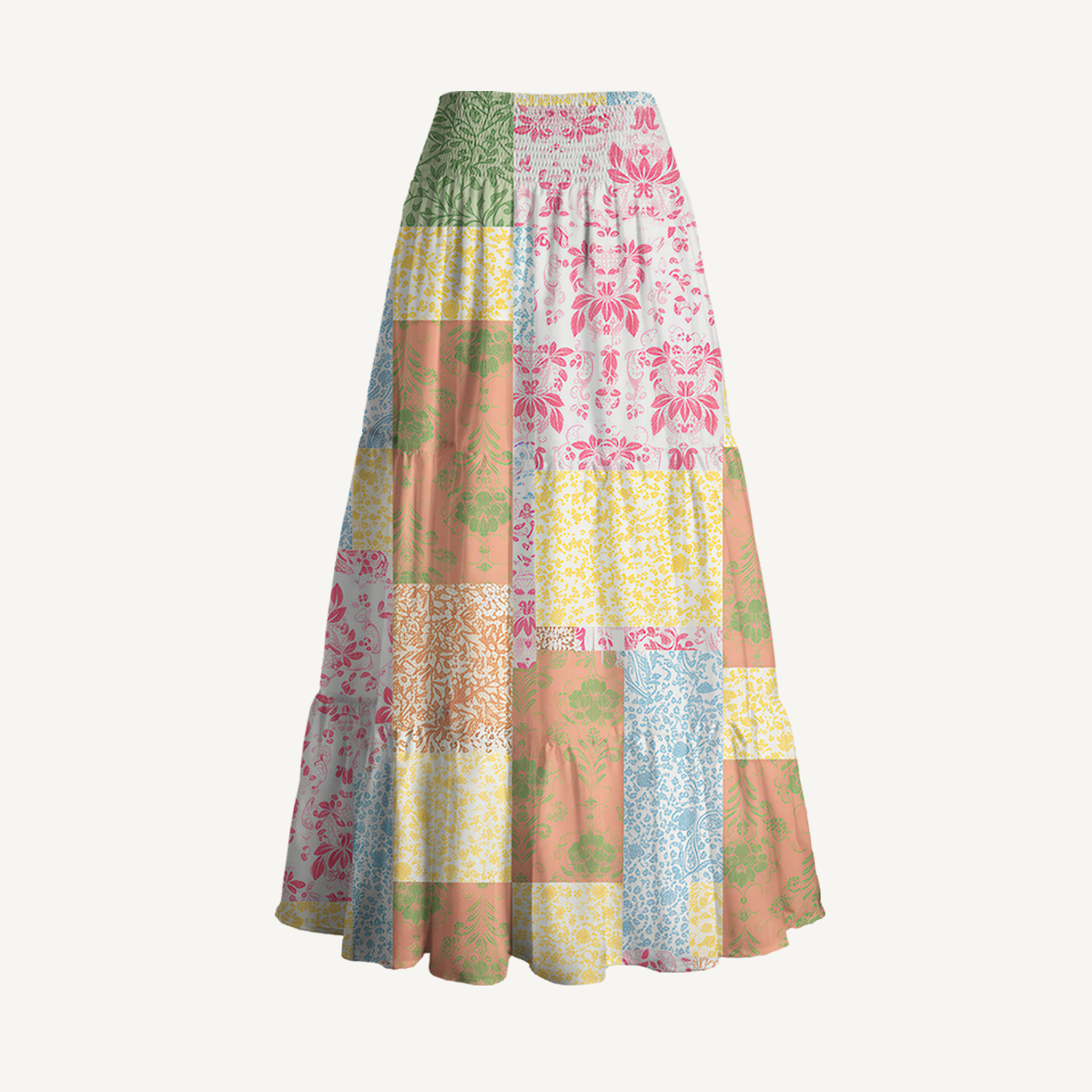 Morning Patch Print Maxi Skirt