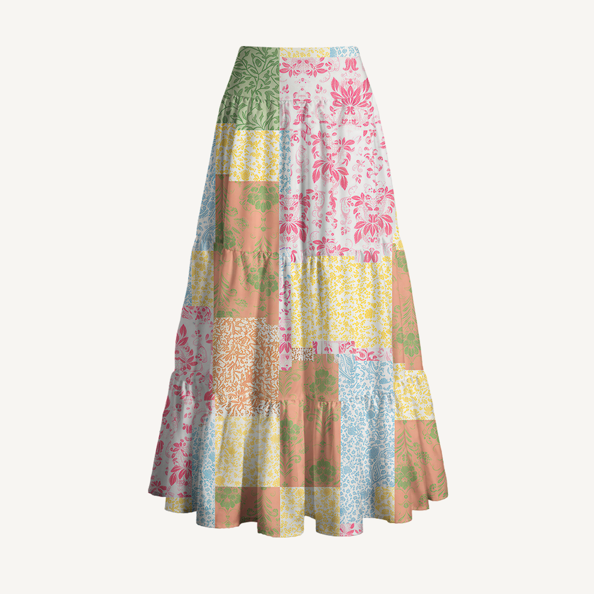 Morning Patch Print Maxi Skirt