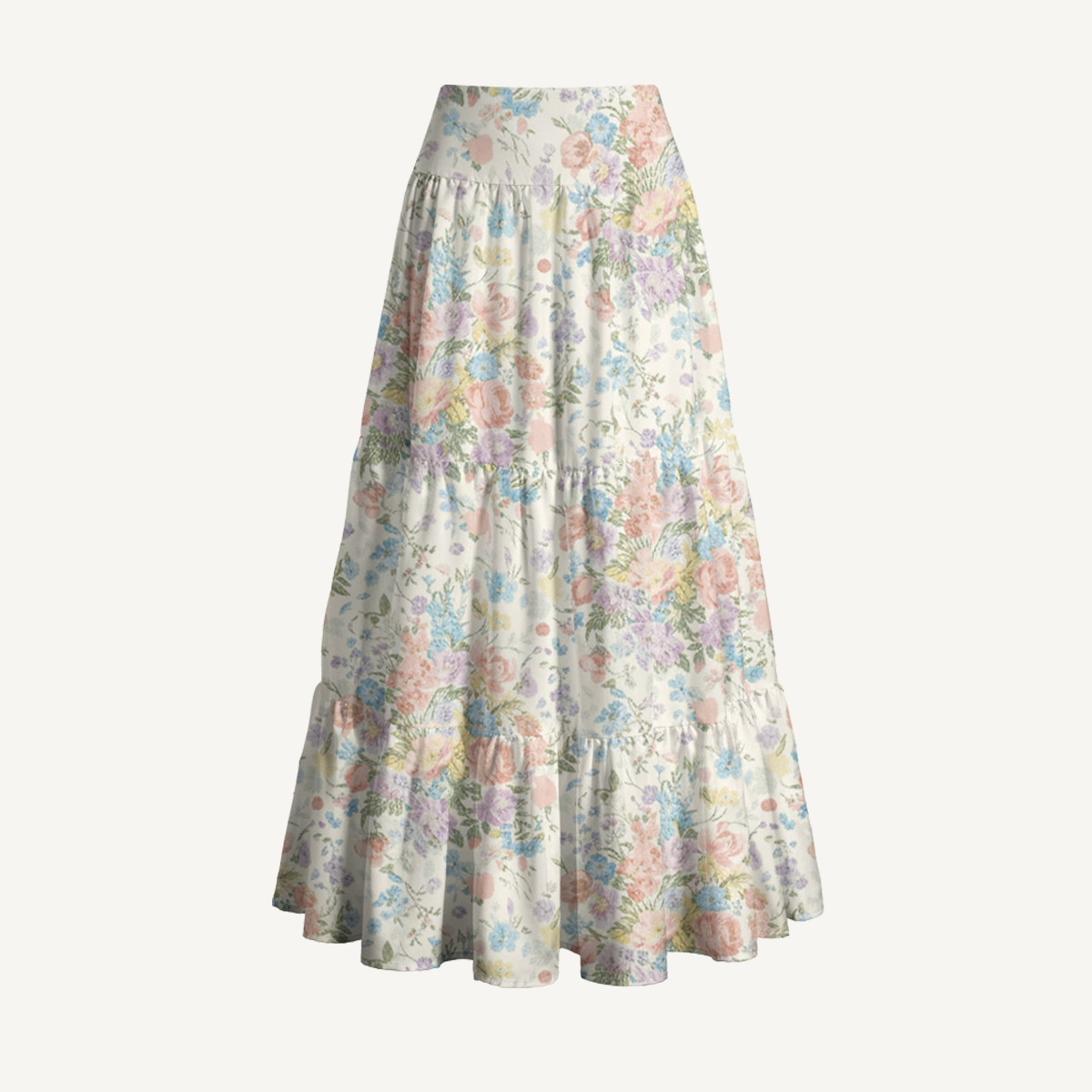 Morning Dew Bouquet Print Maxi Skirt