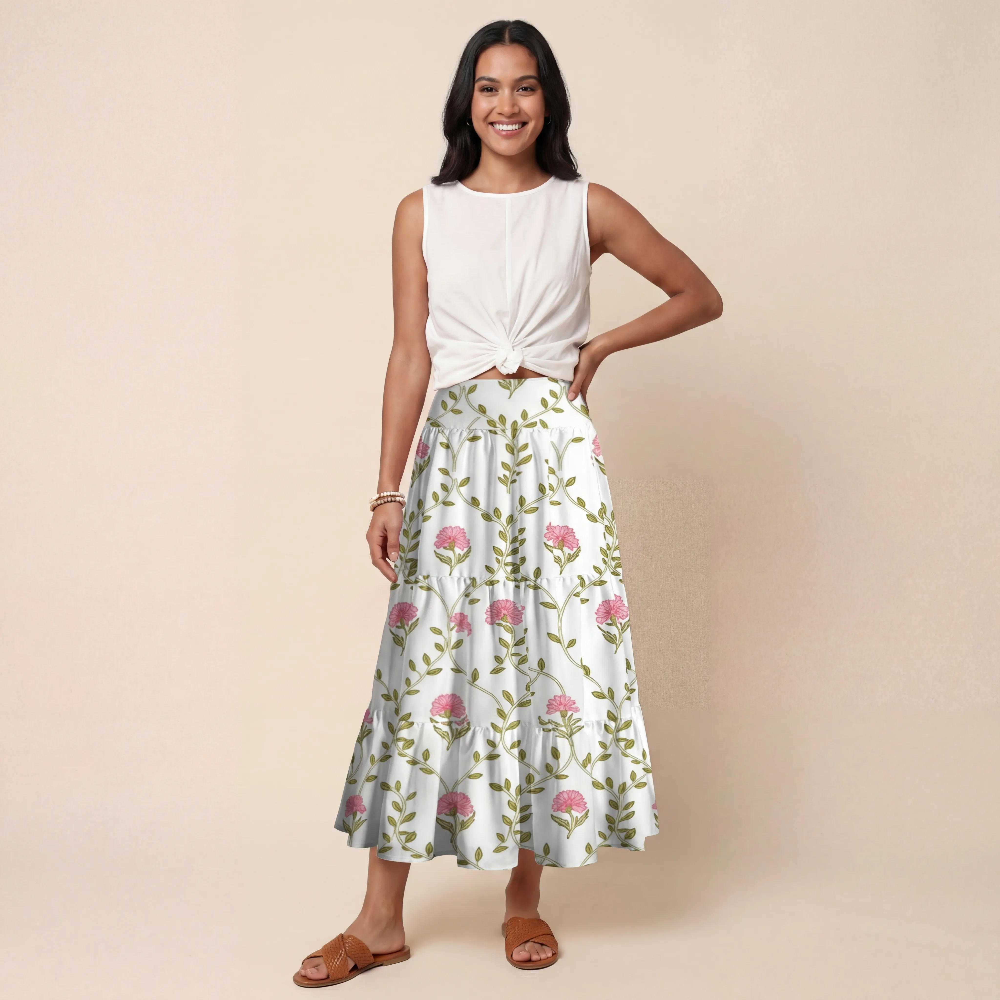 Clover Vine Whisper Print Maxi Skirt