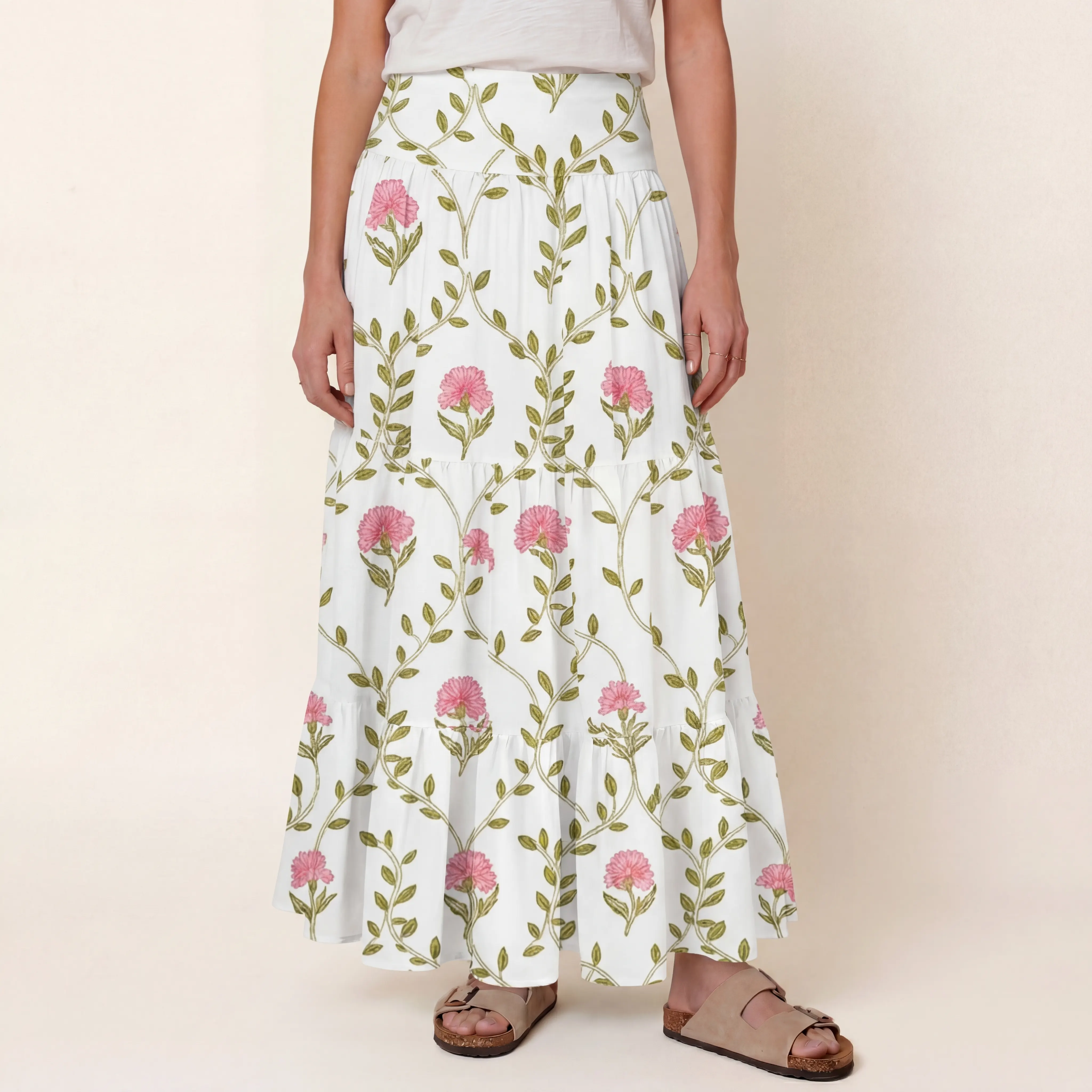 Clover Vine Whisper Print Maxi Skirt