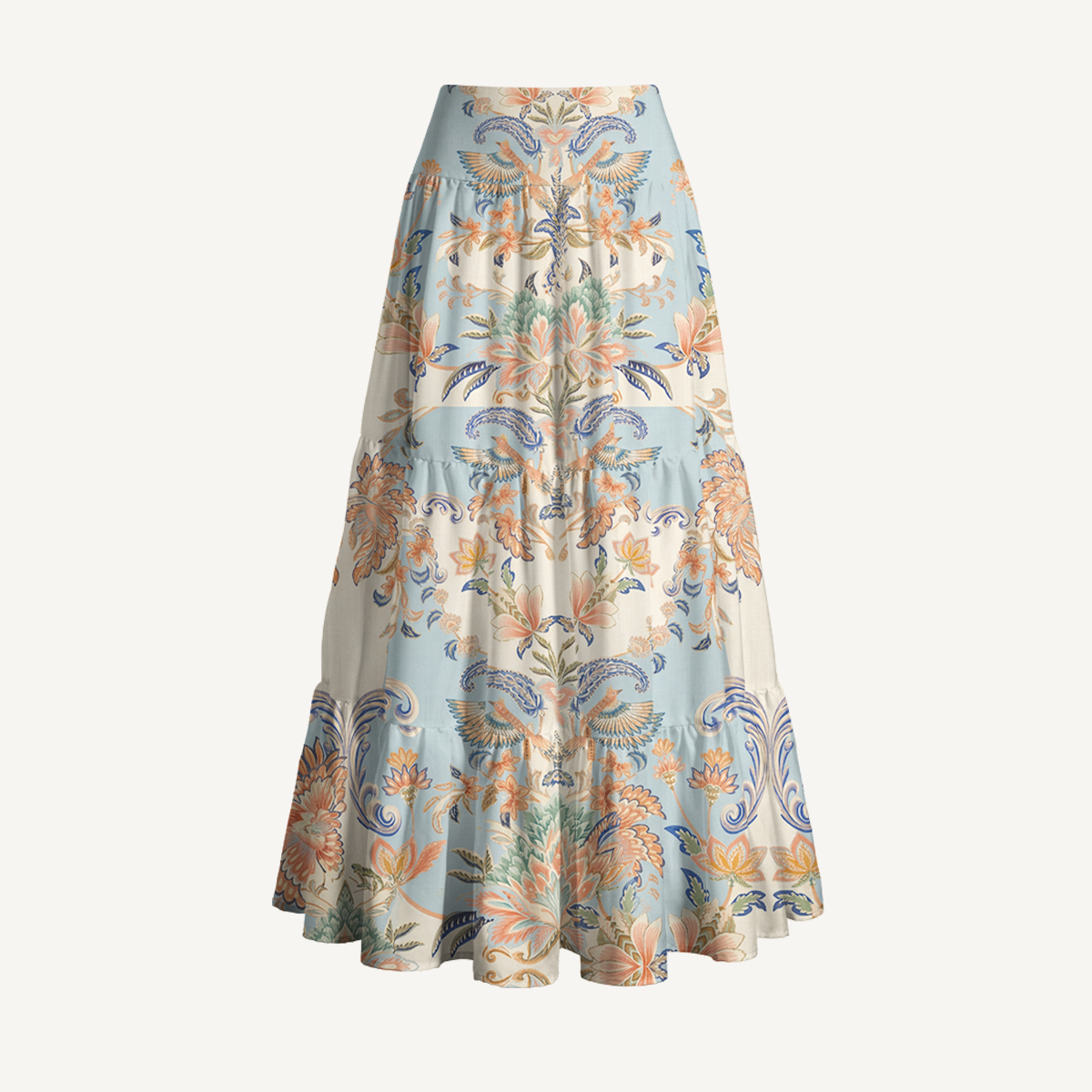 Azure Lily Palace Print Maxi Skirt