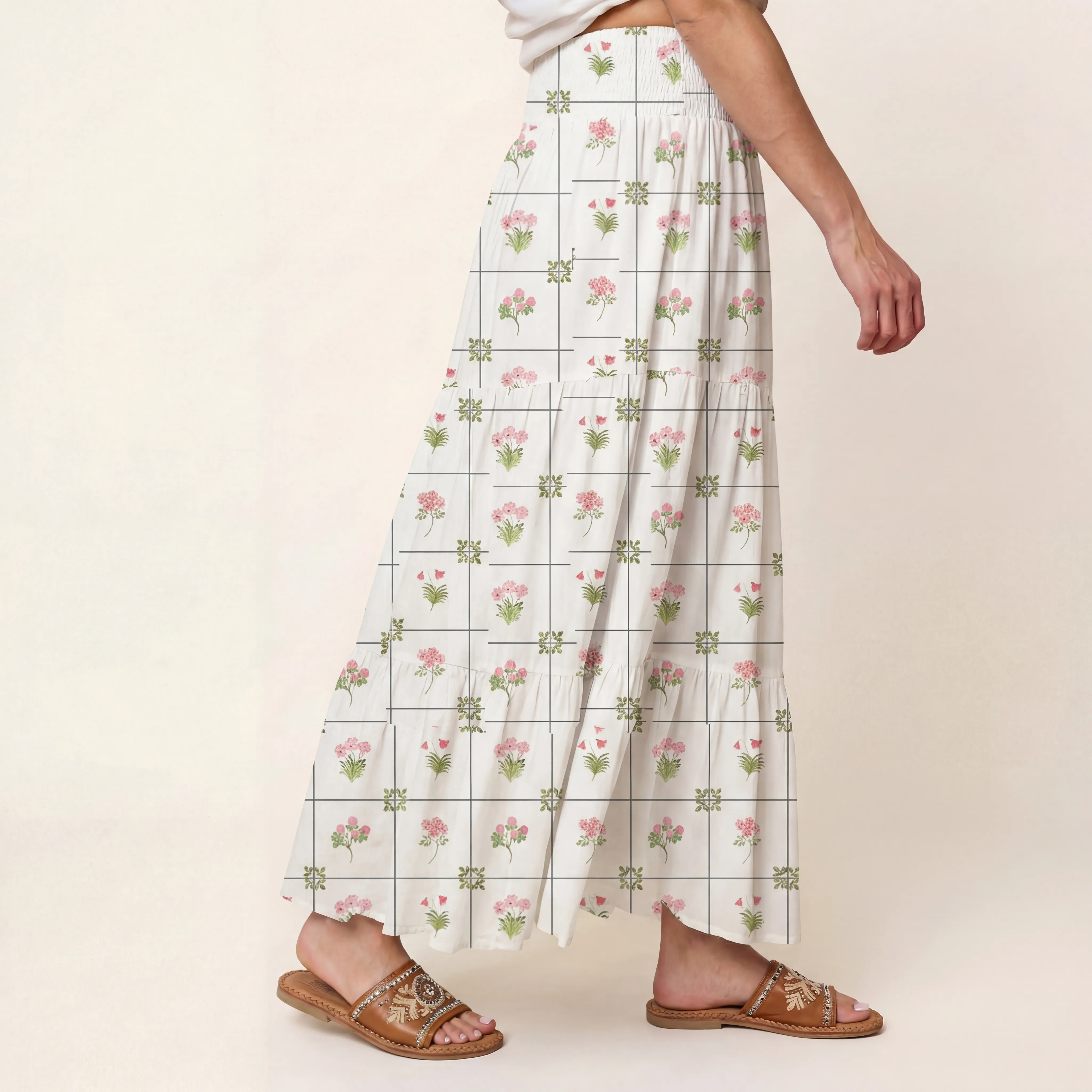 Meadow Tile Bloom Print Maxi Skirt