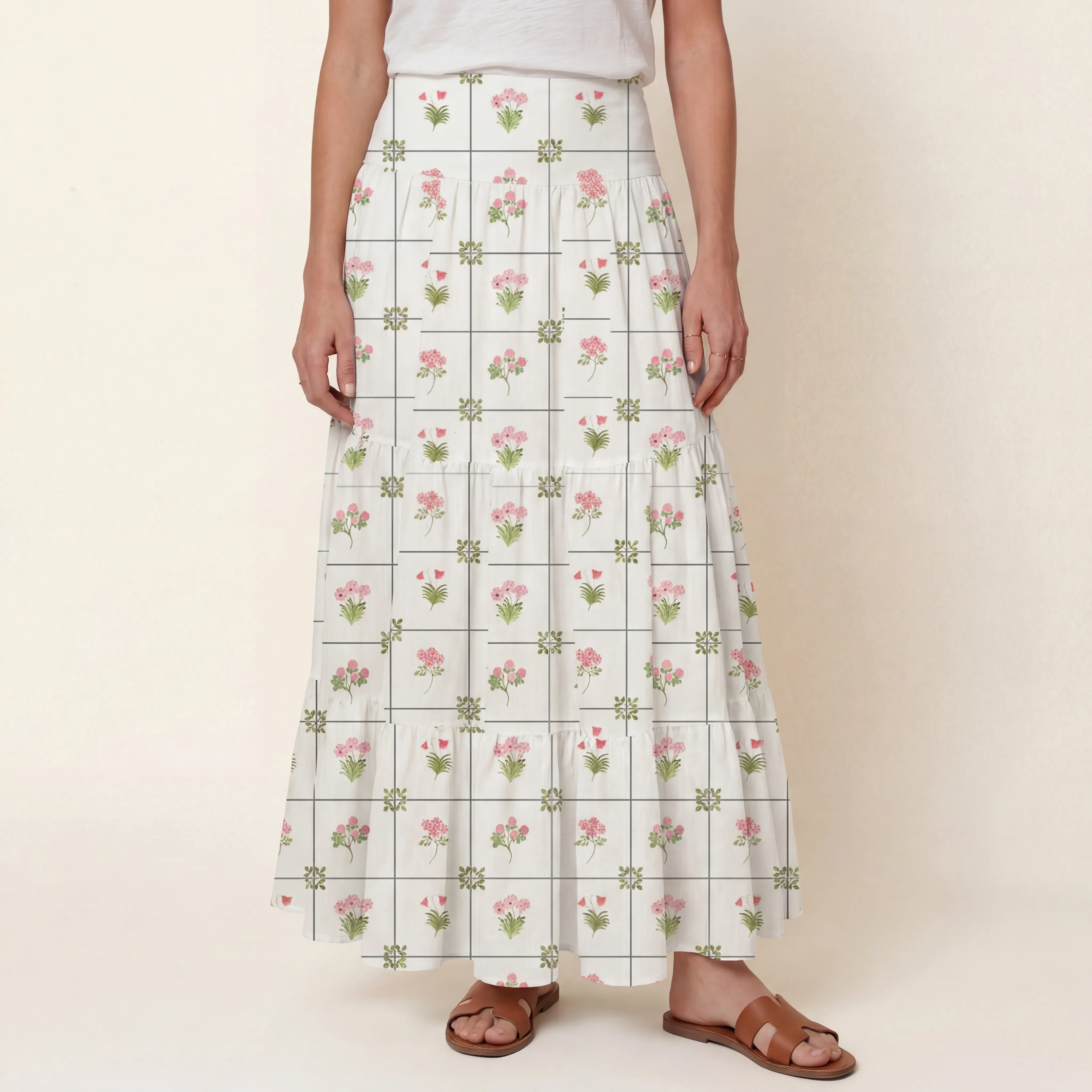Meadow Tile Bloom Print Maxi Skirt