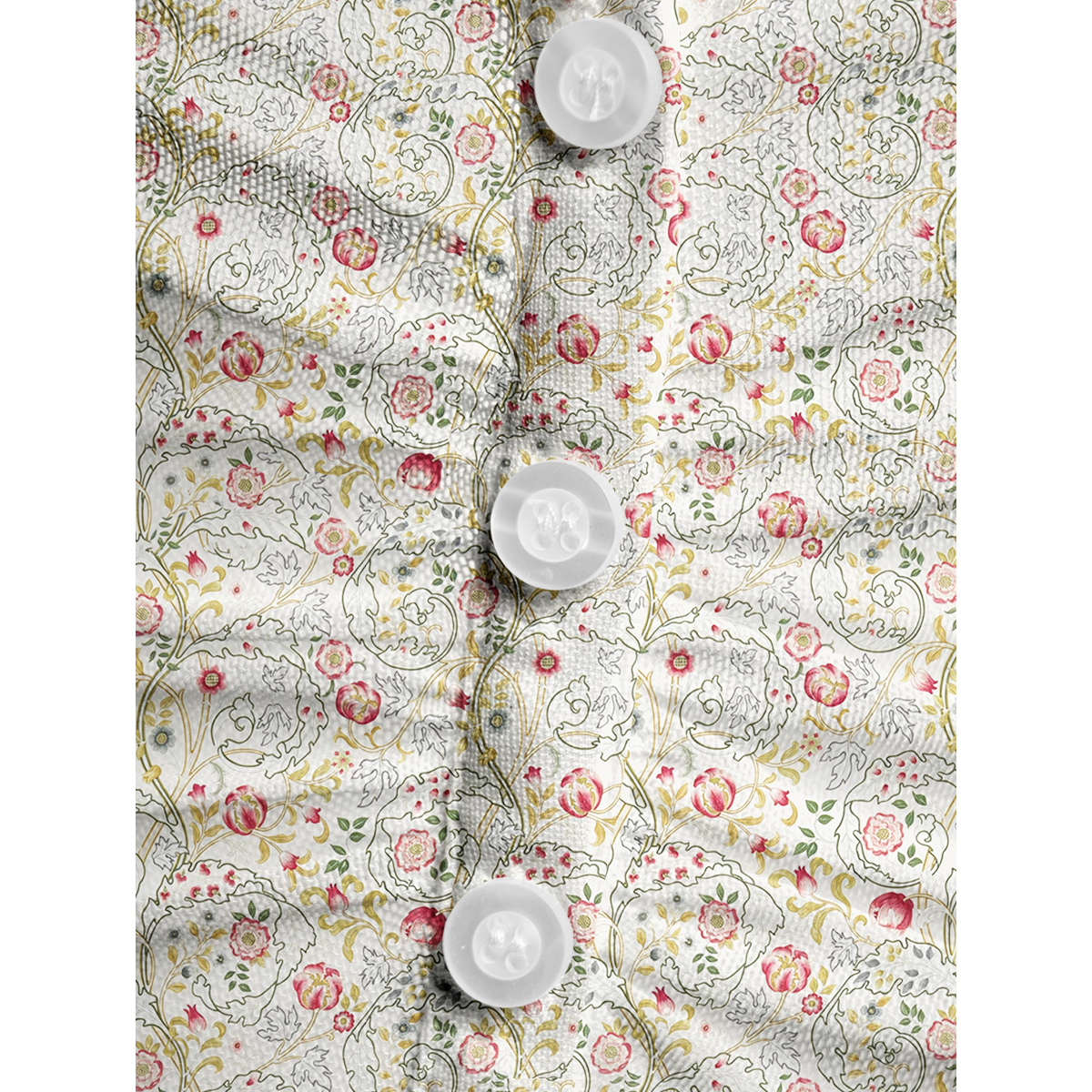 V-Neck Short Sleeve Peony Vine Garden Print Mesh Top