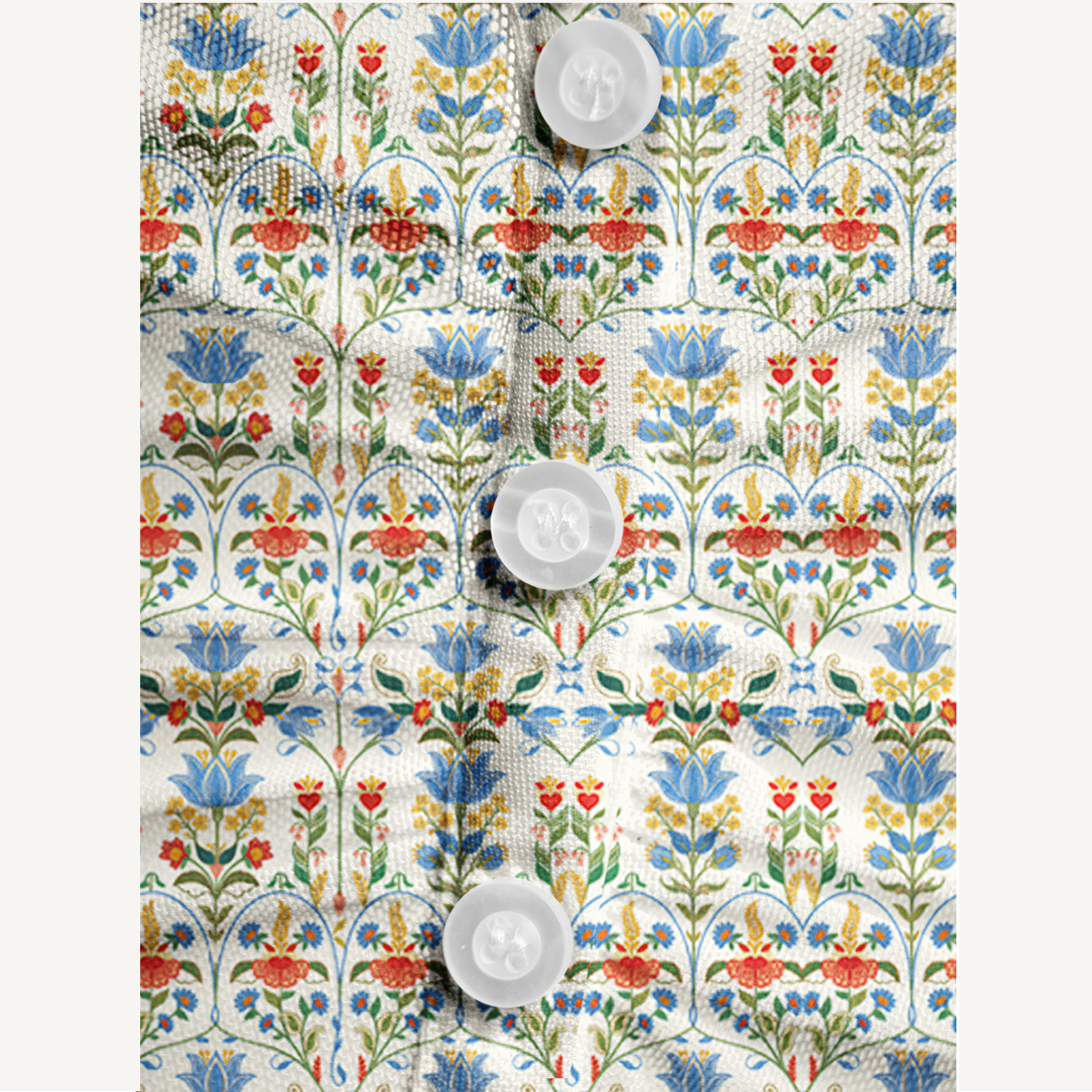 V-Neck Short Sleeve Folk Bloom Print Mesh Top