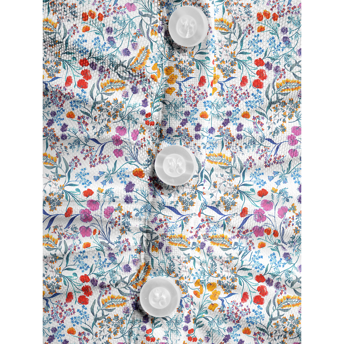 V-Neck Short Sleeve Fiery Meadow Print Mesh Top