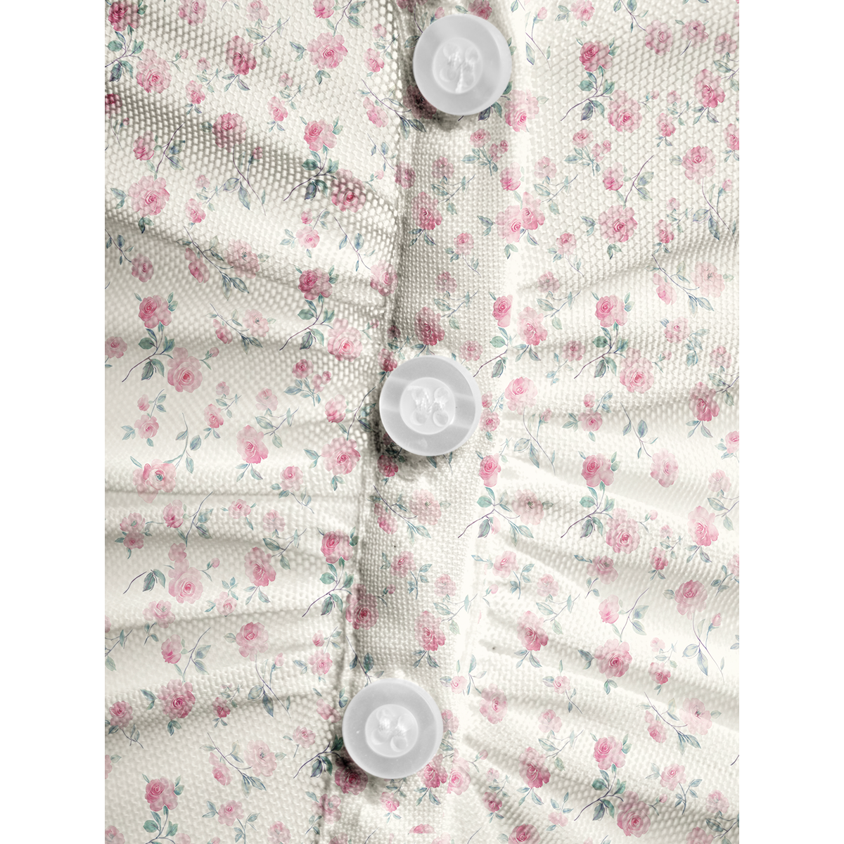 V-Neck Short Sleeve Blush Rose Print Mesh Top