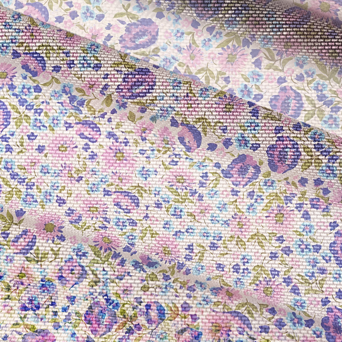 V-Neck Short Sleeve Lavender Bloom Print Mesh Top