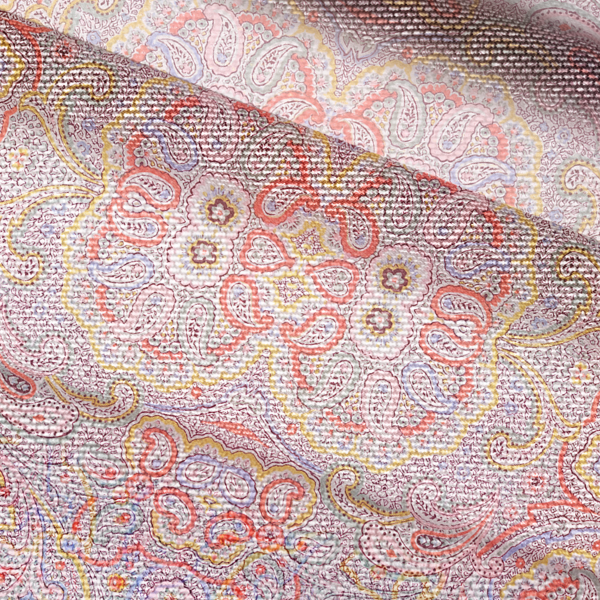 V-Neck Short Sleeve Sunrise Paisley Print Mesh Top