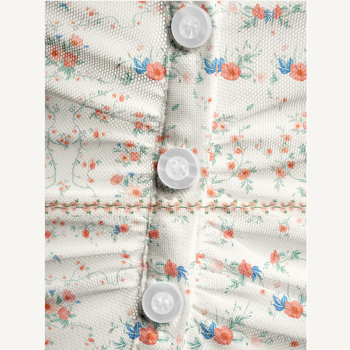 V-Neck Short Sleeve Wild Bloom Print Mesh Top