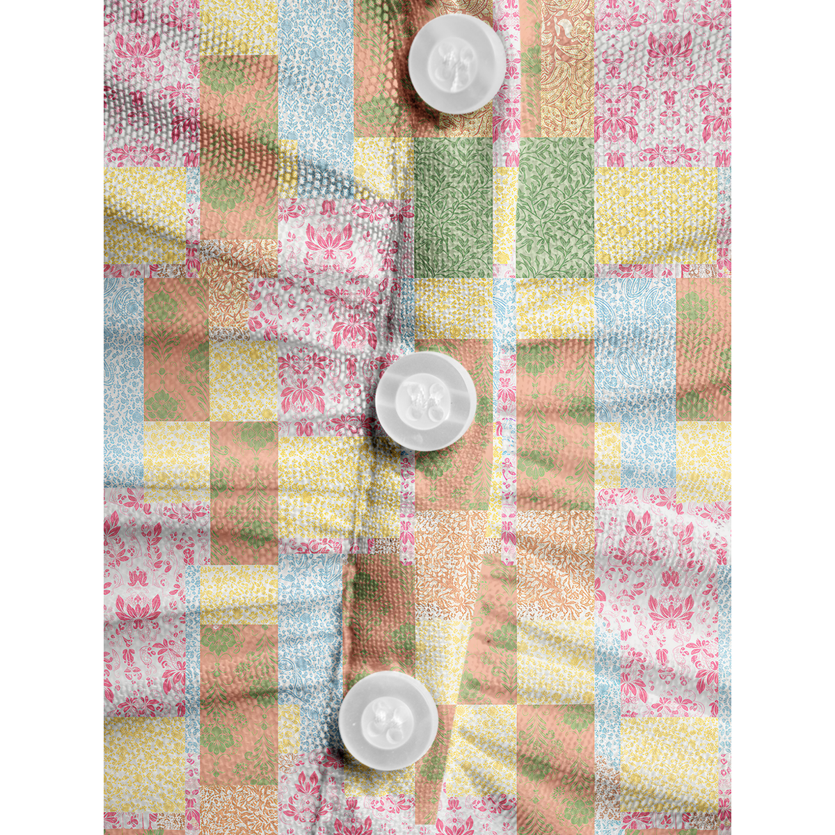 V-Neck Short Sleeve Morning Patch Print Mesh Top