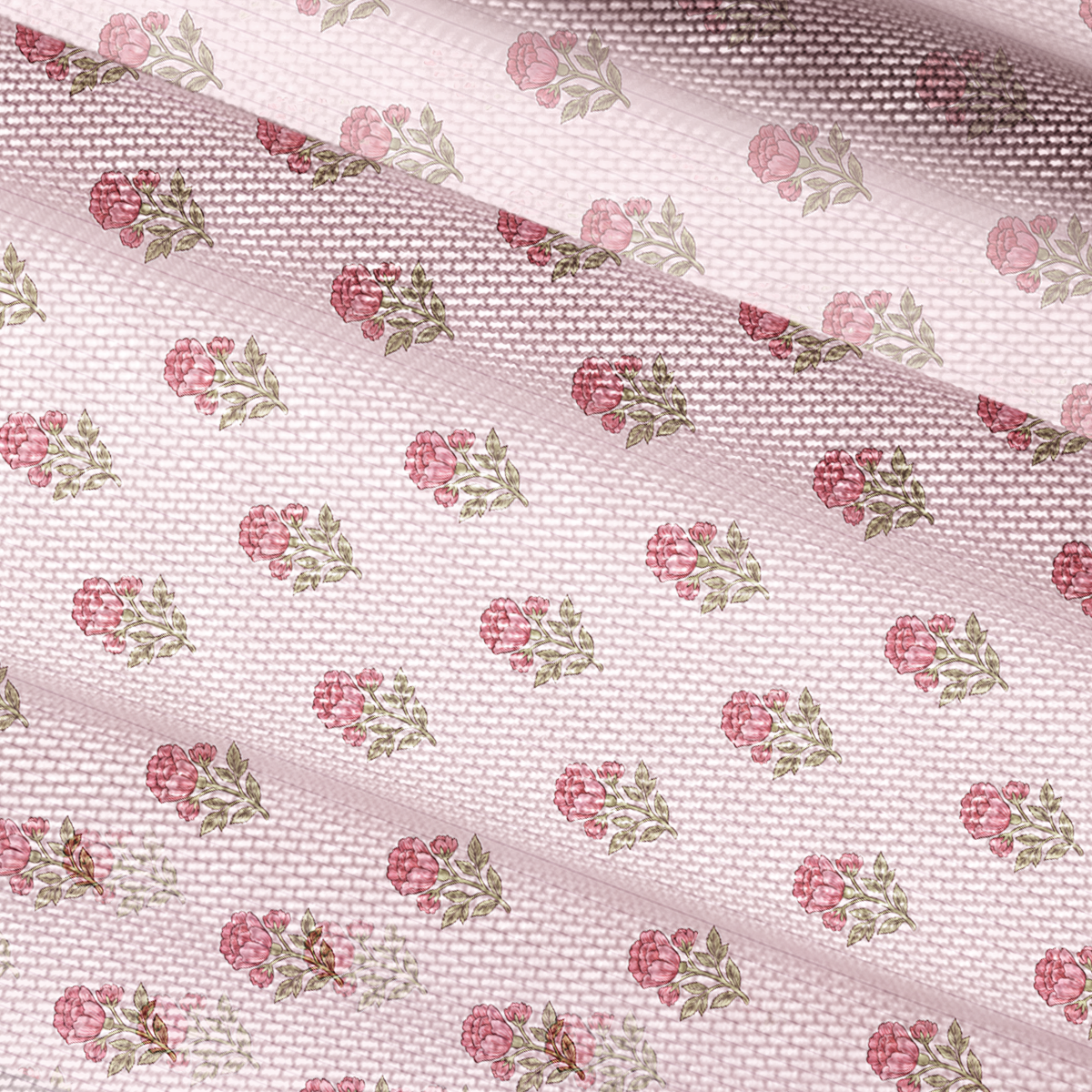 V-Neck Short Sleeve Misty Rose Garden Print Mesh Top