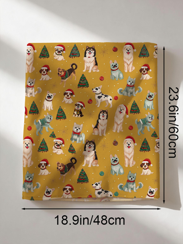 Christmas Puppies Holiday Print Dining Chair Back Covers