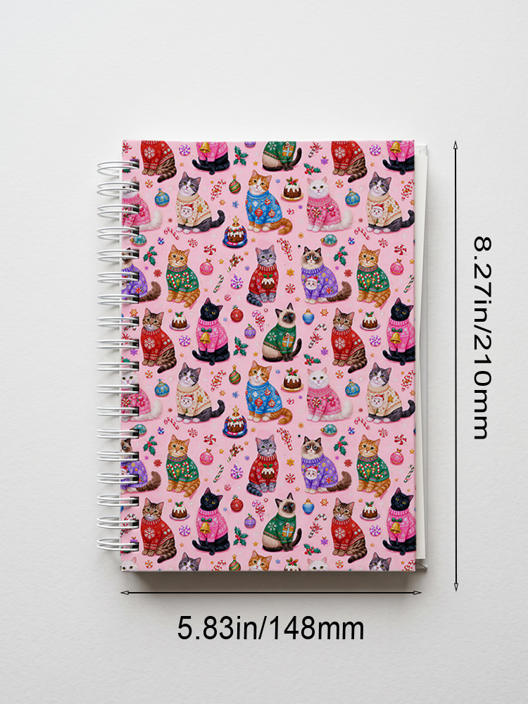Christmas Cats Holiday Print A5 Spiral Notebook