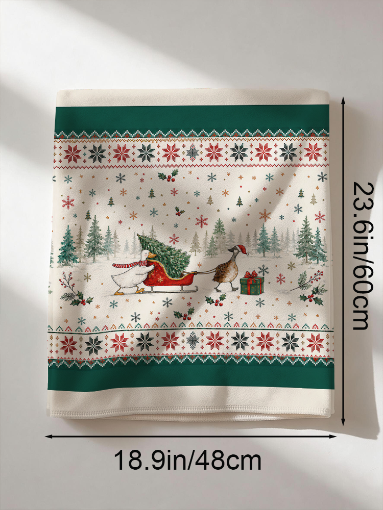 Christmas Duck Sleigh & Pine Tree Print Dining Chair Back Covers