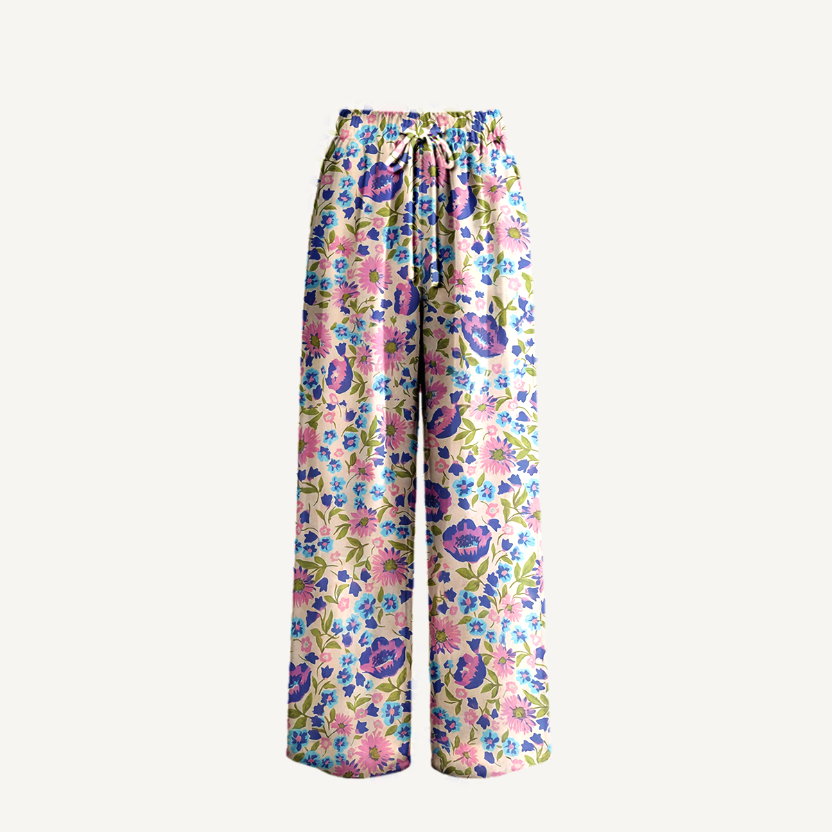 Lavender Bloom Tie Side Bikini Set with Matching Pants