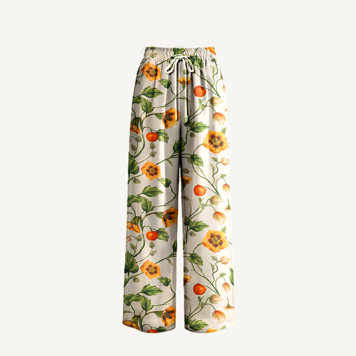  Boho Golden Field Wide Leg Tie Waist Pants With Pockets