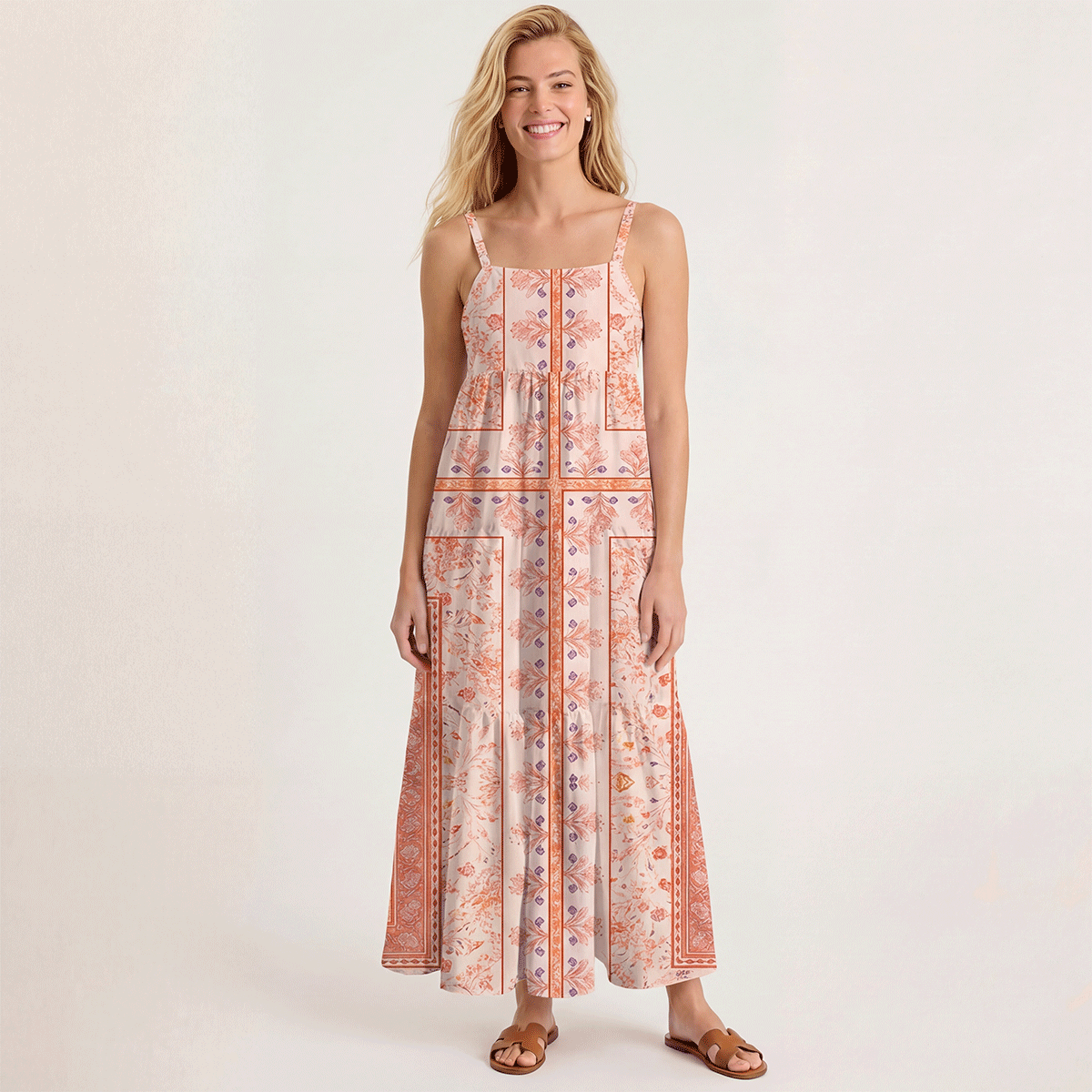 Square Neck Dahlia Print Slip Dress
