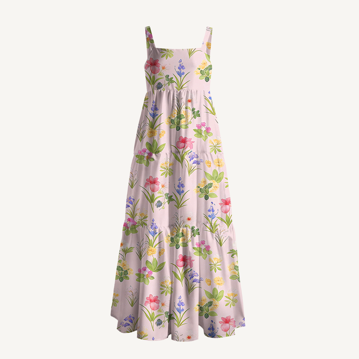 Square Neck Delicate Blossom Print Slip Dress