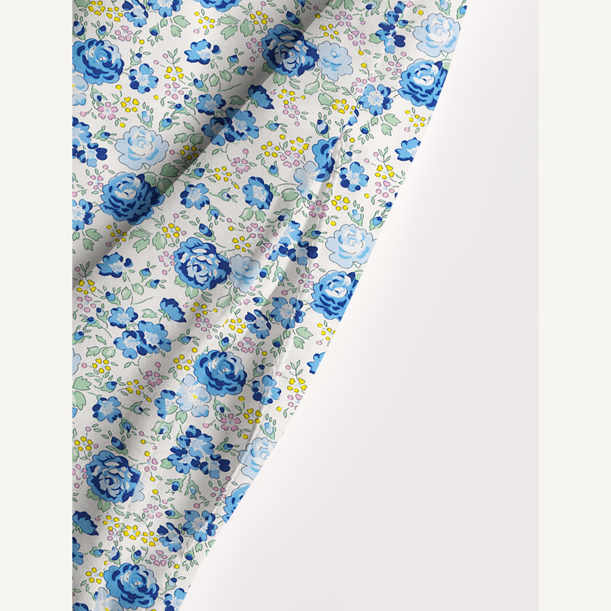 Square Neck Blue Rose Floral Print Slip Dress