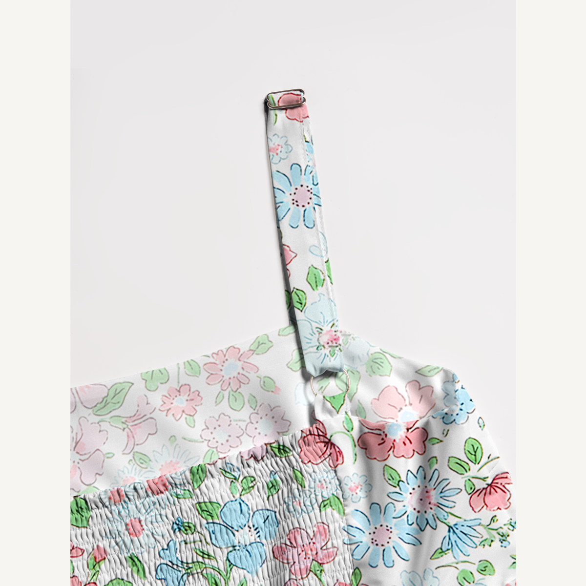 Square Neck Pastel Cottage Floral Print Slip Dress