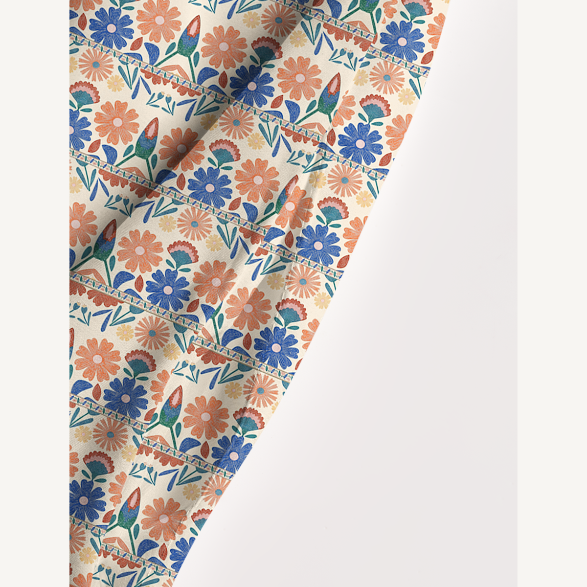 Square Neck Bohemian Folk Floral Stripe Print Slip Dress