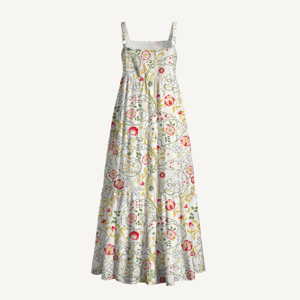 Square Neck Peony Vine Garden Print Slip Dress