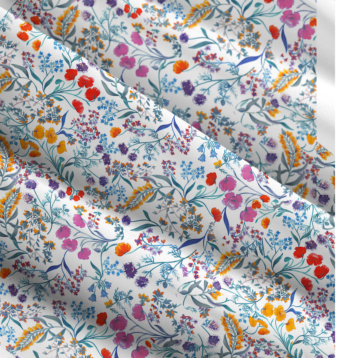 Square Neck Fiery Meadow Print Slip Dress