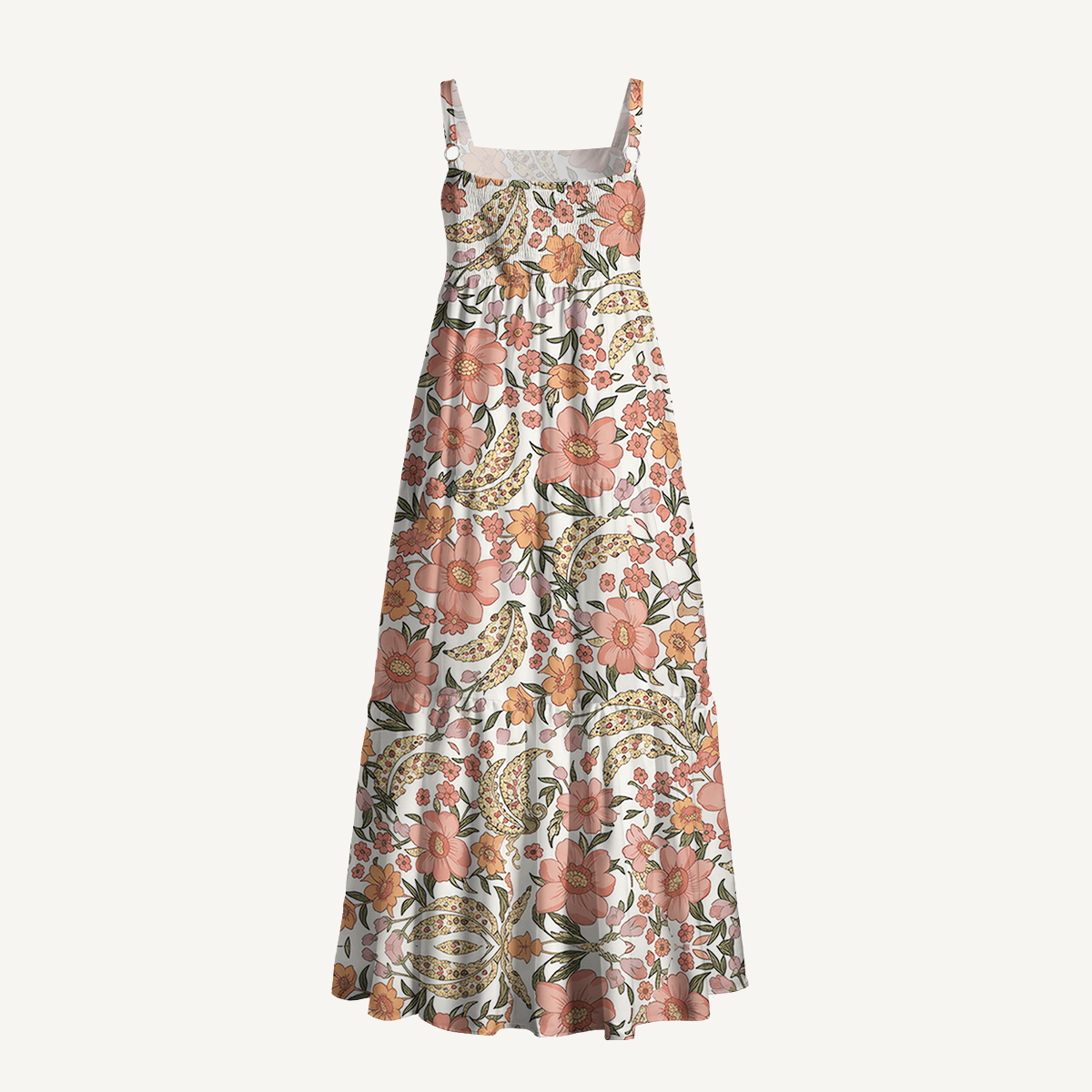 Square Neck Amber Bloom Print Slip Dress