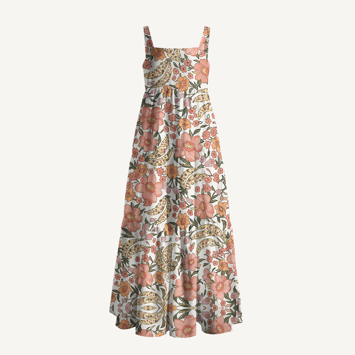 Square Neck Amber Bloom Print Slip Dress