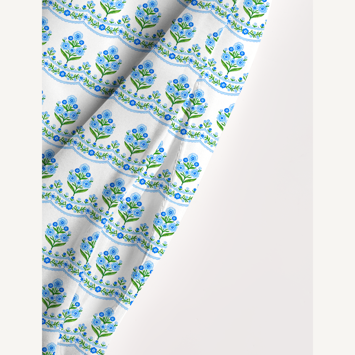 Square Neck Azure Folk Print Slip Dress