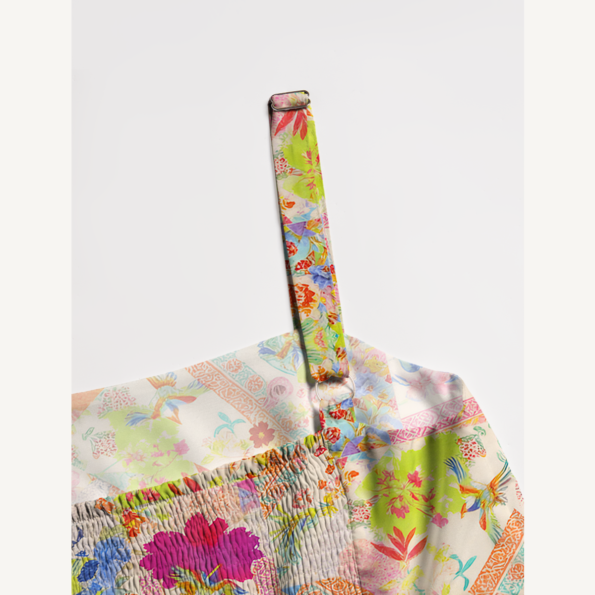 Square Neck Vivid Lily Print Slip Dress