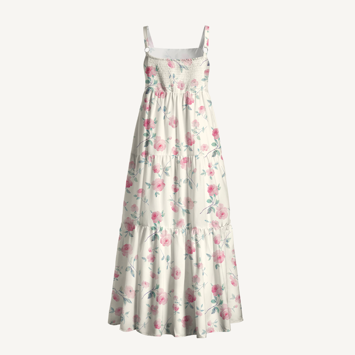 Square Neck Blush Rose Print Slip Dress