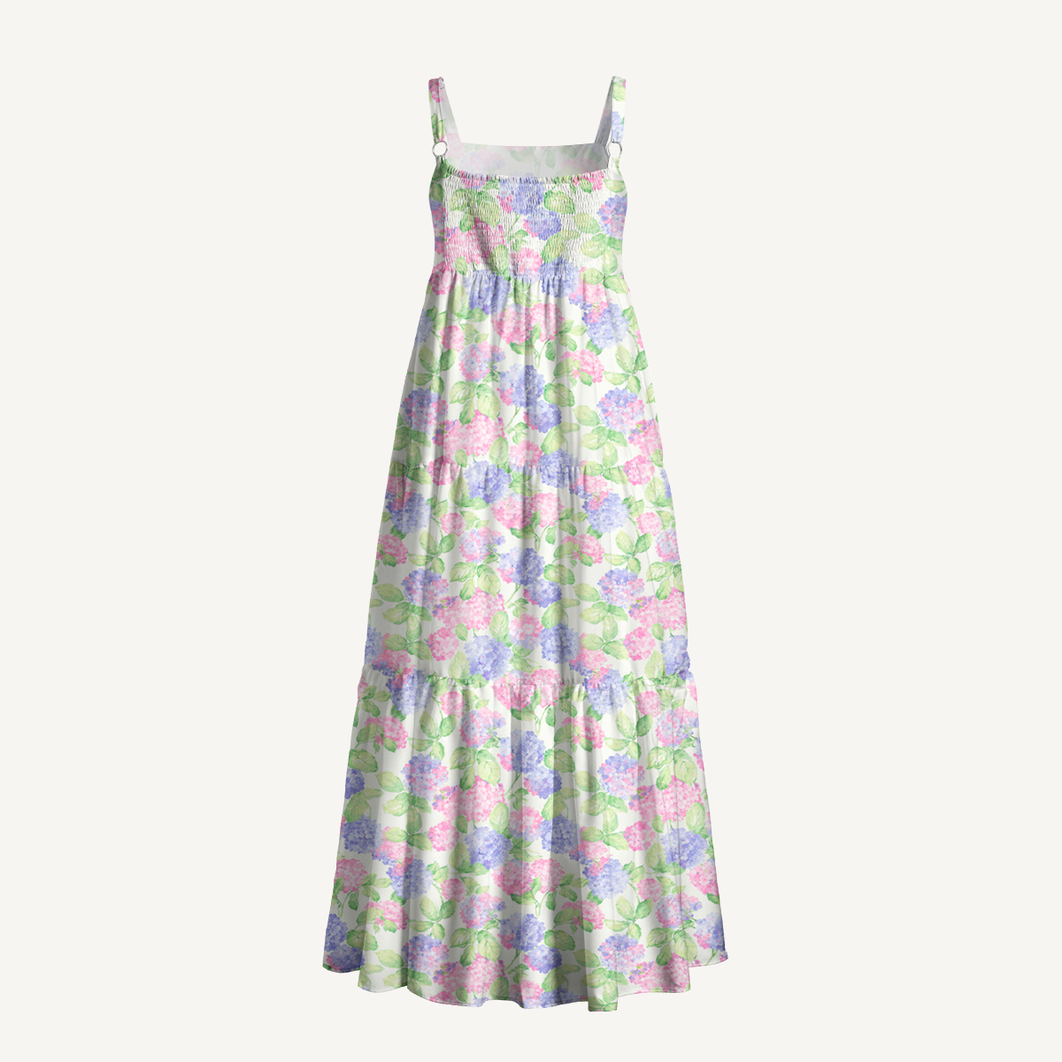 Square Neck Lilac Hydrangea Print Slip Dress