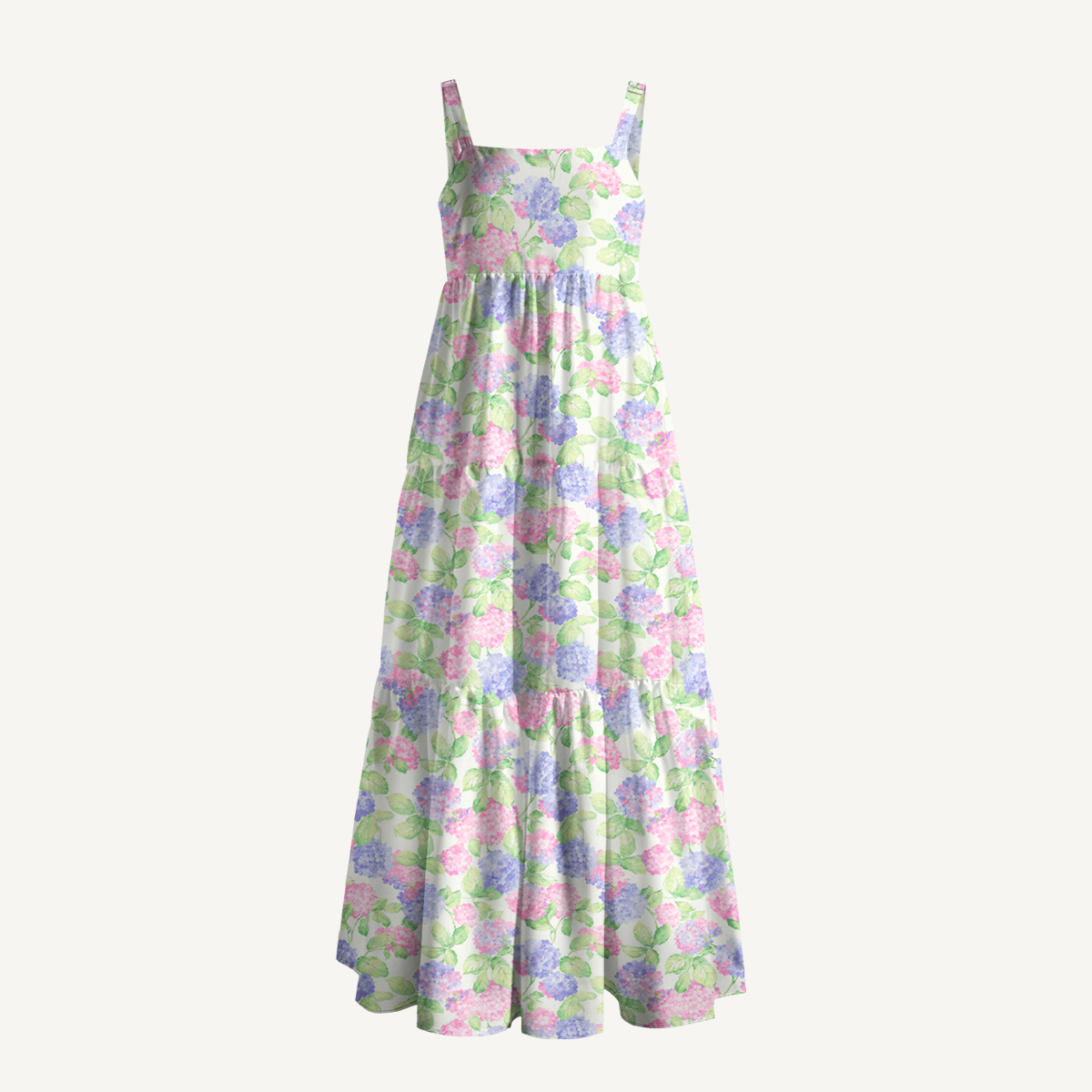 Square Neck Lilac Hydrangea Print Slip Dress
