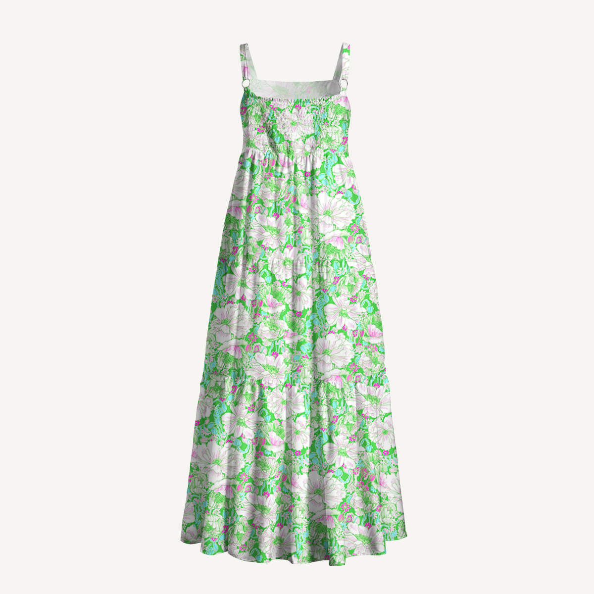 Square Neck Mint Garden Print Slip Dress