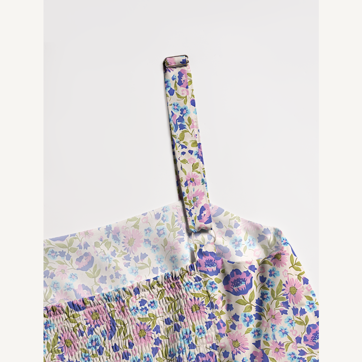 Square Neck Lavender Bloom Print Slip Dress