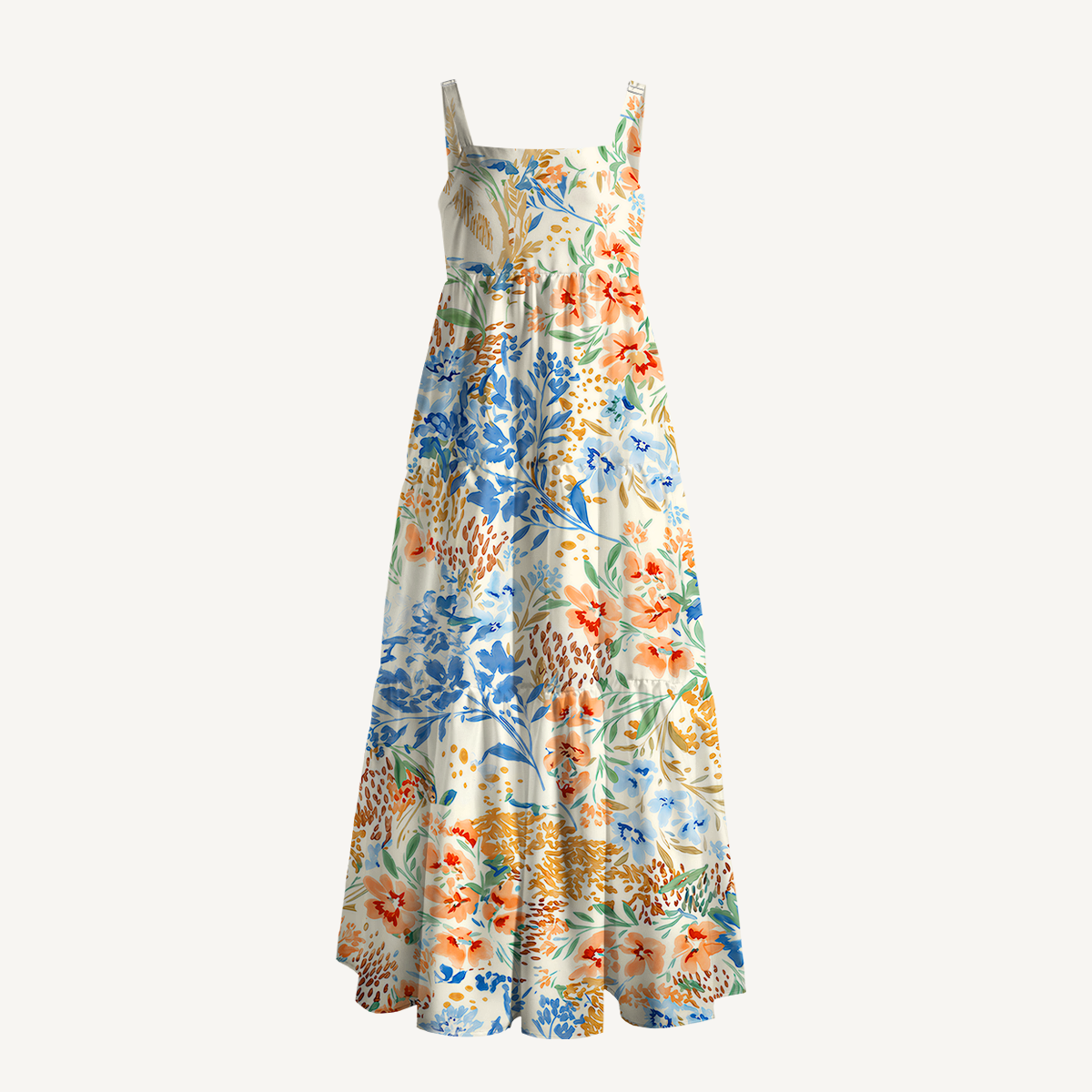 Square Neck Breeze Meadow Print Slip Dress