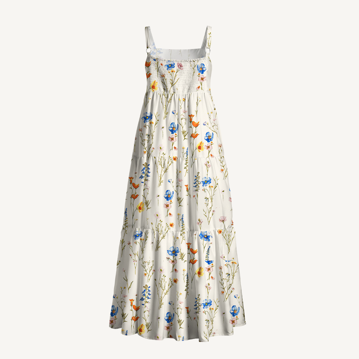 Square Neck Wild Bloom Print Slip Dress