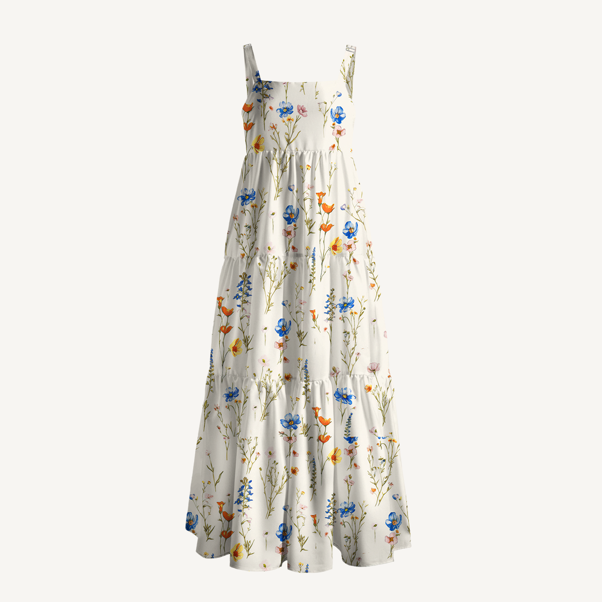 Square Neck Wild Bloom Print Slip Dress