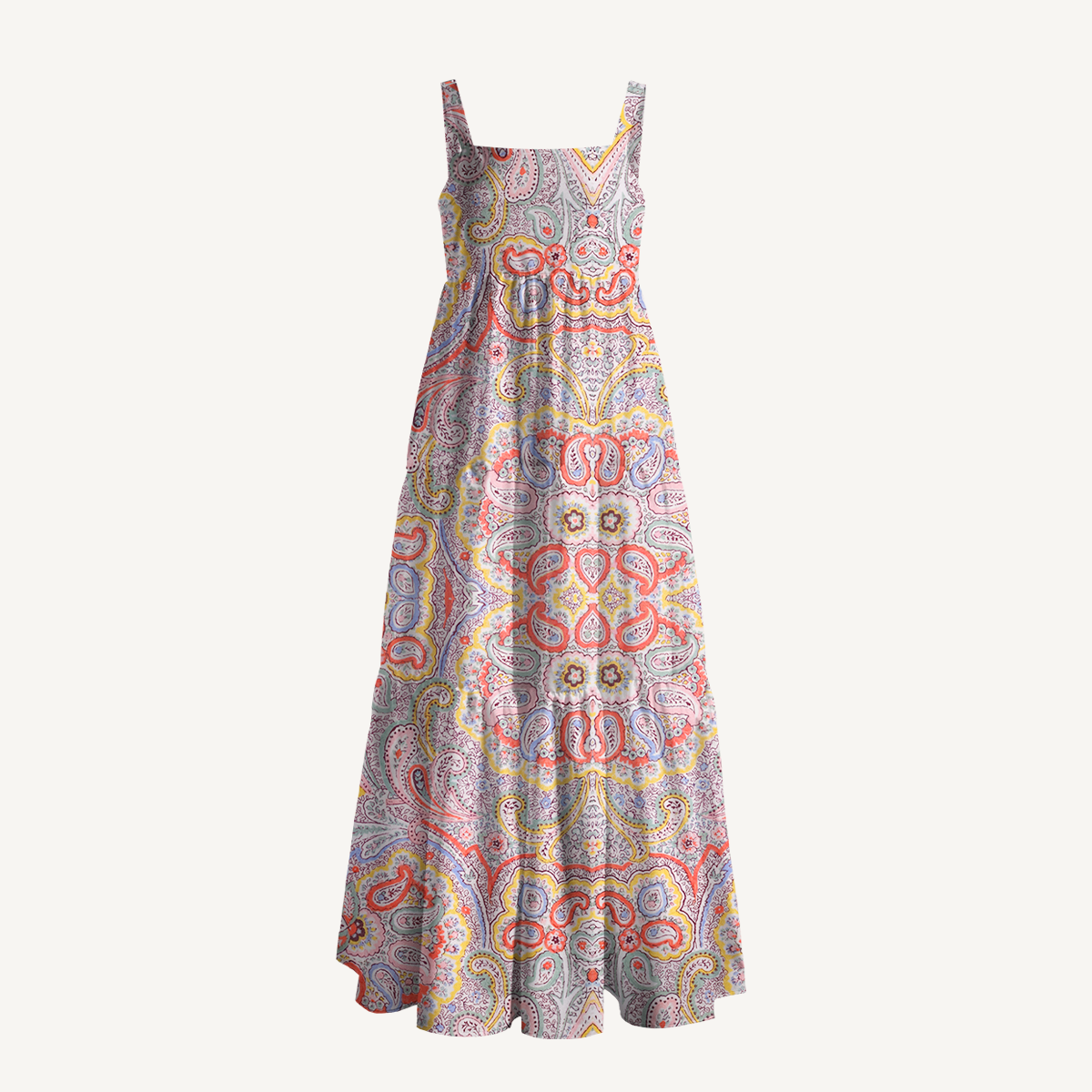 Square Neck Sunrise Paisley Print Slip Dress